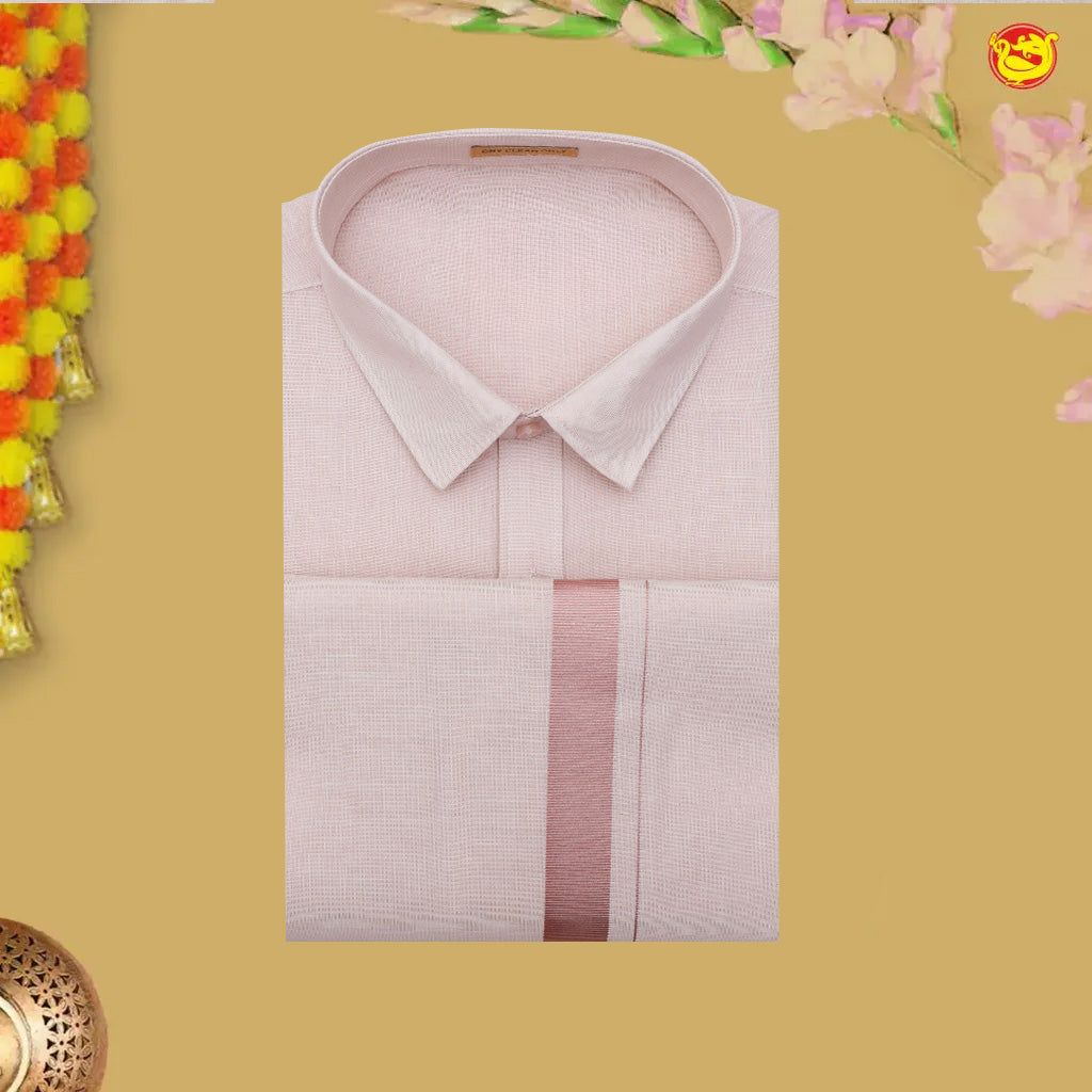 Quicksand Colour Tissue Readymade Shirts And Dhoti Sets for Men