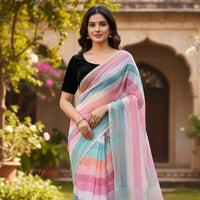 Multi Colour Mul Mul Cotton Sarees