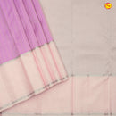 Light Pink With Cream Motifs Silver Zari Striped Pure Kanjivaram Subhalaya Soft Silk Saree - Thenianantham