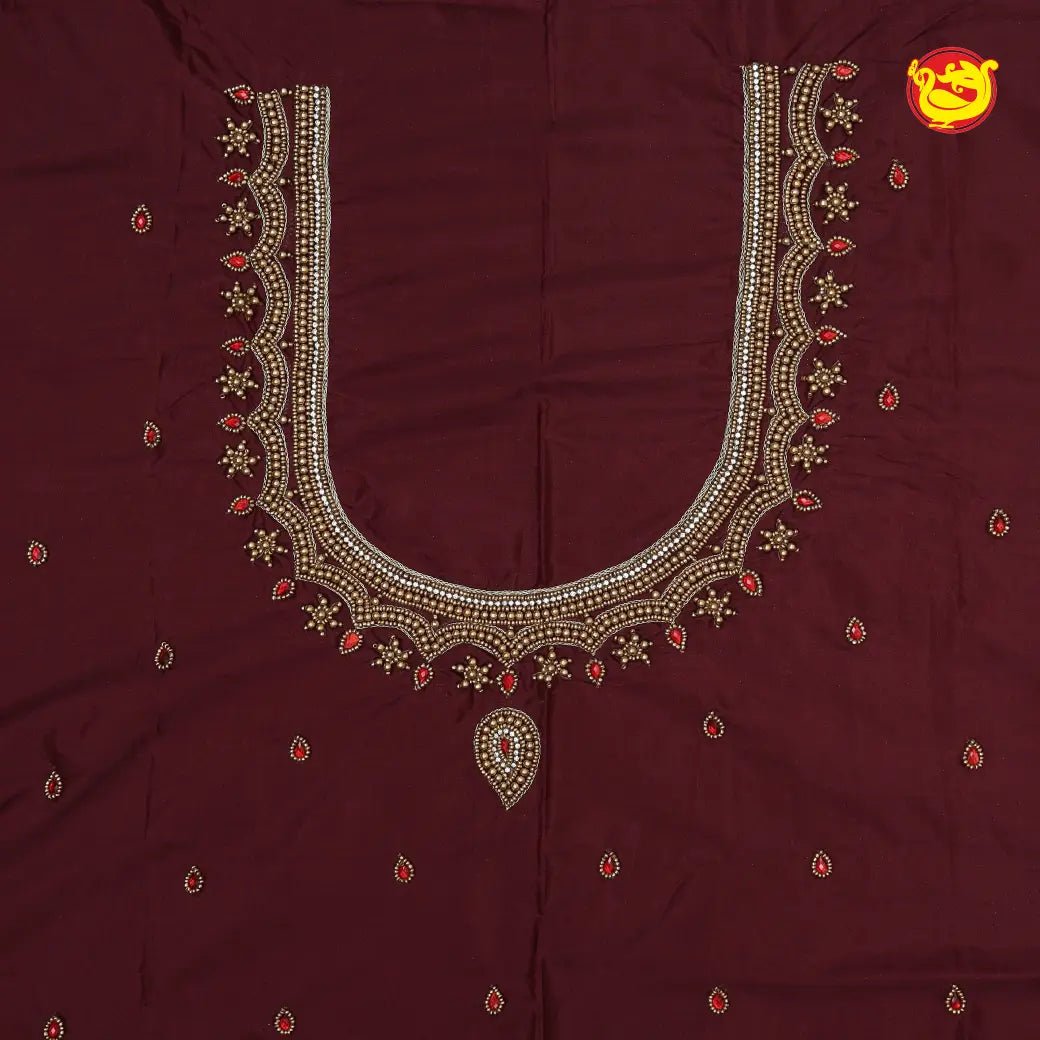 Chocolate Brown Bridal Aariwork Blouse