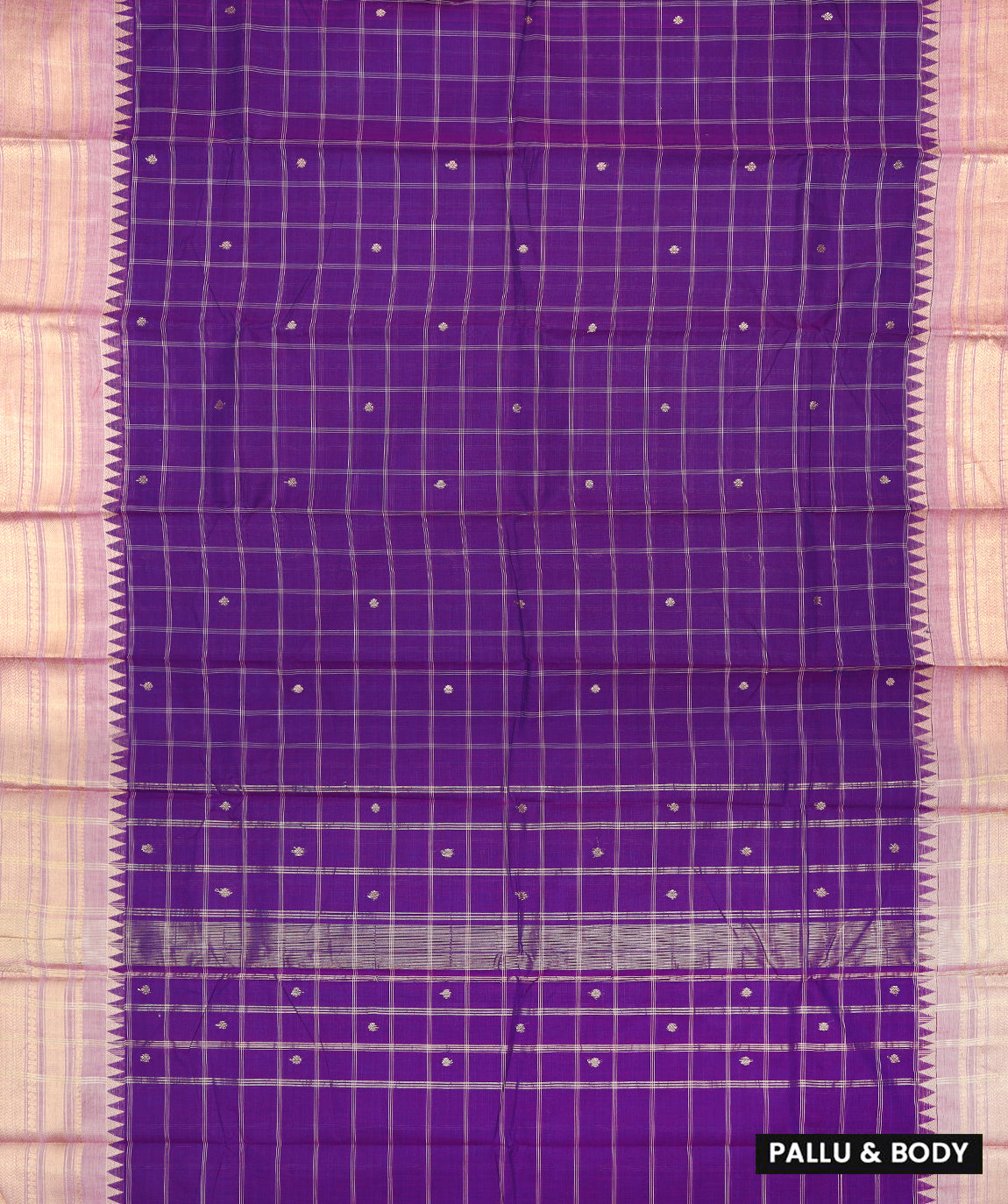 Violet With Gold Zari Premium Quality Pure Cotton Saree