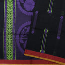 Black with Light Red Negamam Cotton Saree