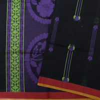 Black with Light Red Negamam Cotton Saree