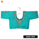 Turquoise With Aari Embroidery work Women Readymade Blouse