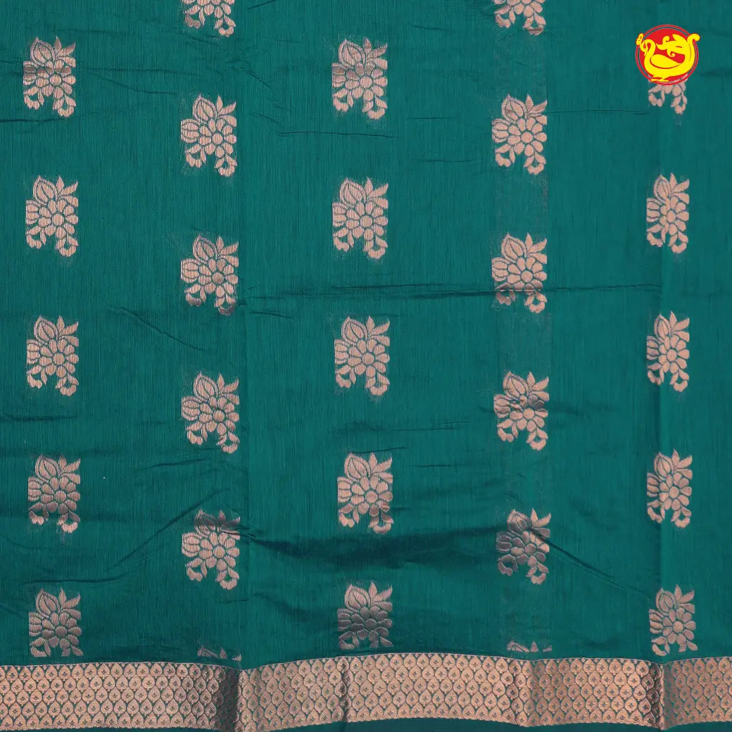 Teal green With Maroon Kalyani Cotton Saree