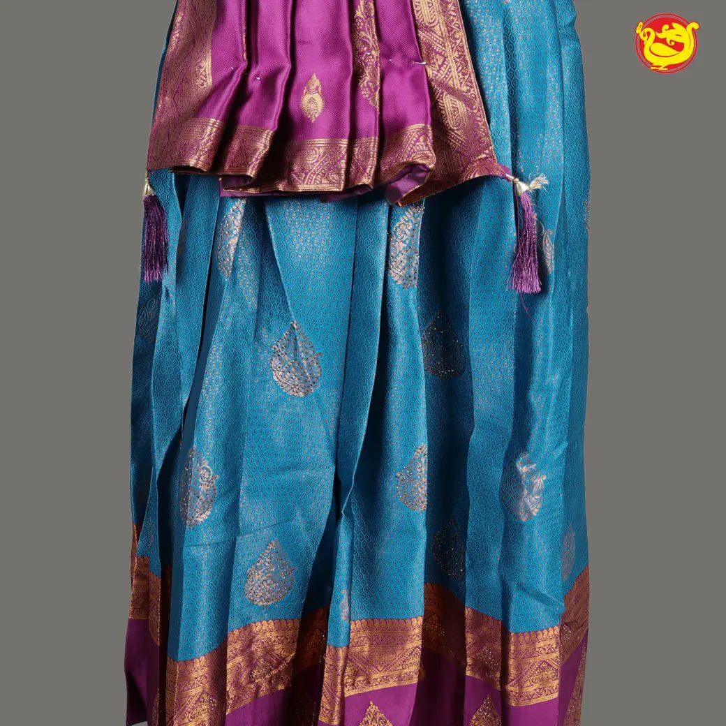 Purple with Blue Girls & Women Branded Readymade Pattu Gown - Thenianantham