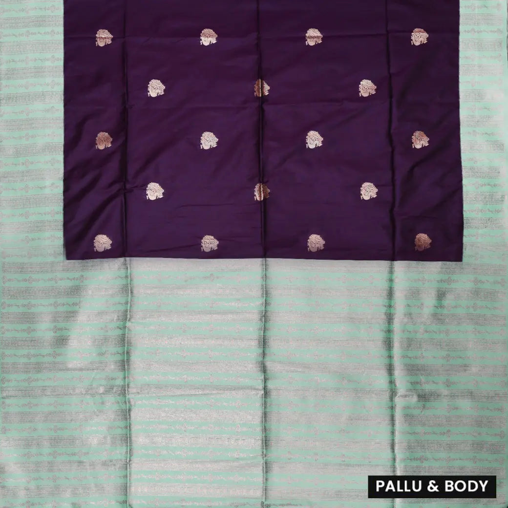 Dark Purple With Pale Green Soft Silk