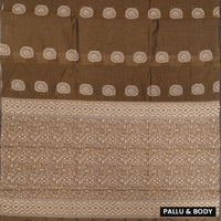 Dark Brown With Sandal Zari  Silk Cotton Saree