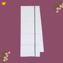 White with Navy Blue Fancy Border Single Layer Cotton Men’s Dhoti