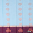 Sea Blue With  Purple Border Silk Cotton Saree