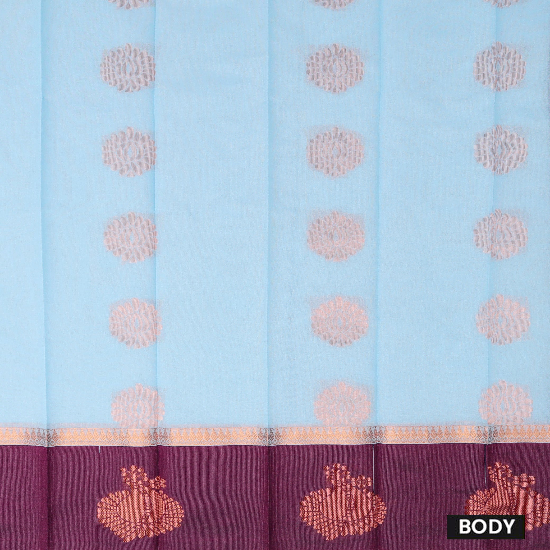 Sea Blue With  Purple Border Silk Cotton Saree