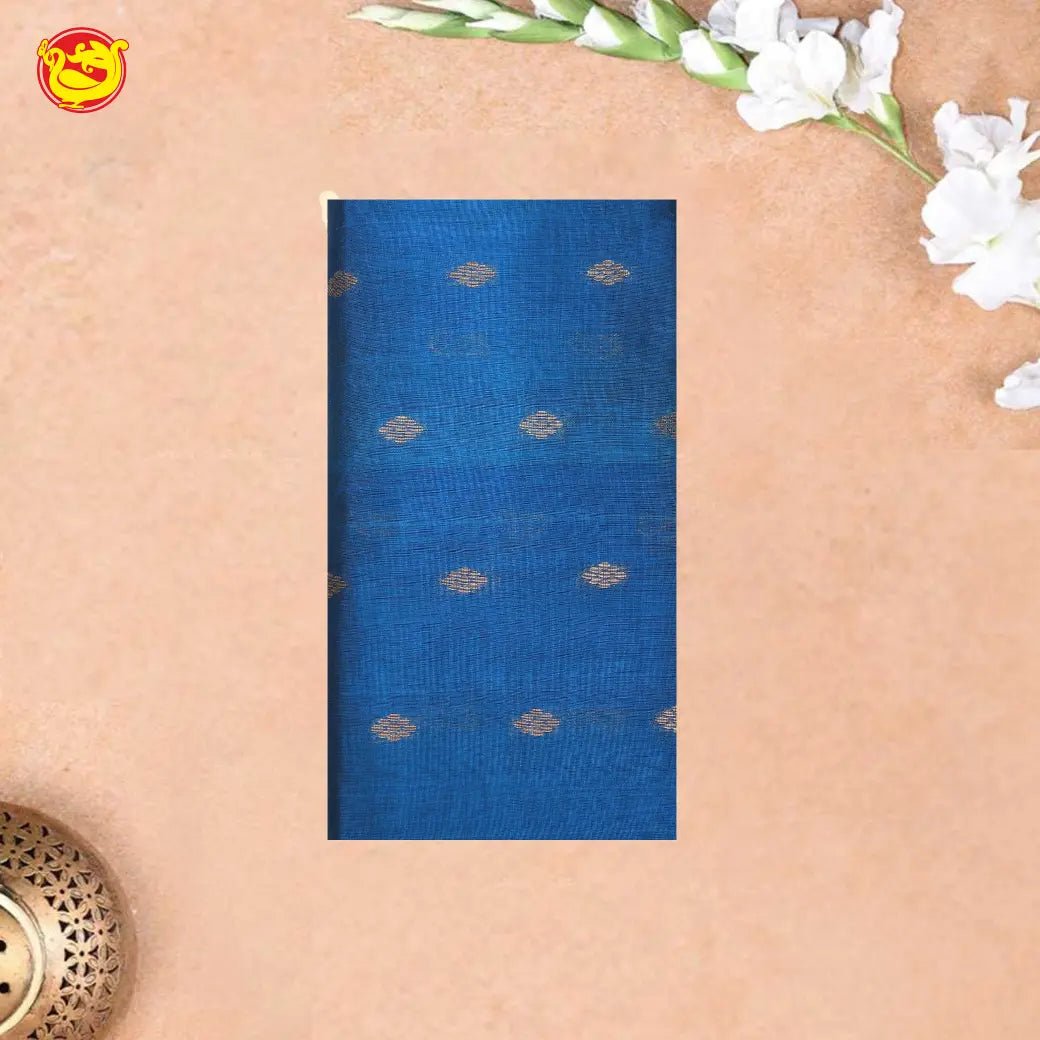 Blue with Red Arani Silk Cotton Saree