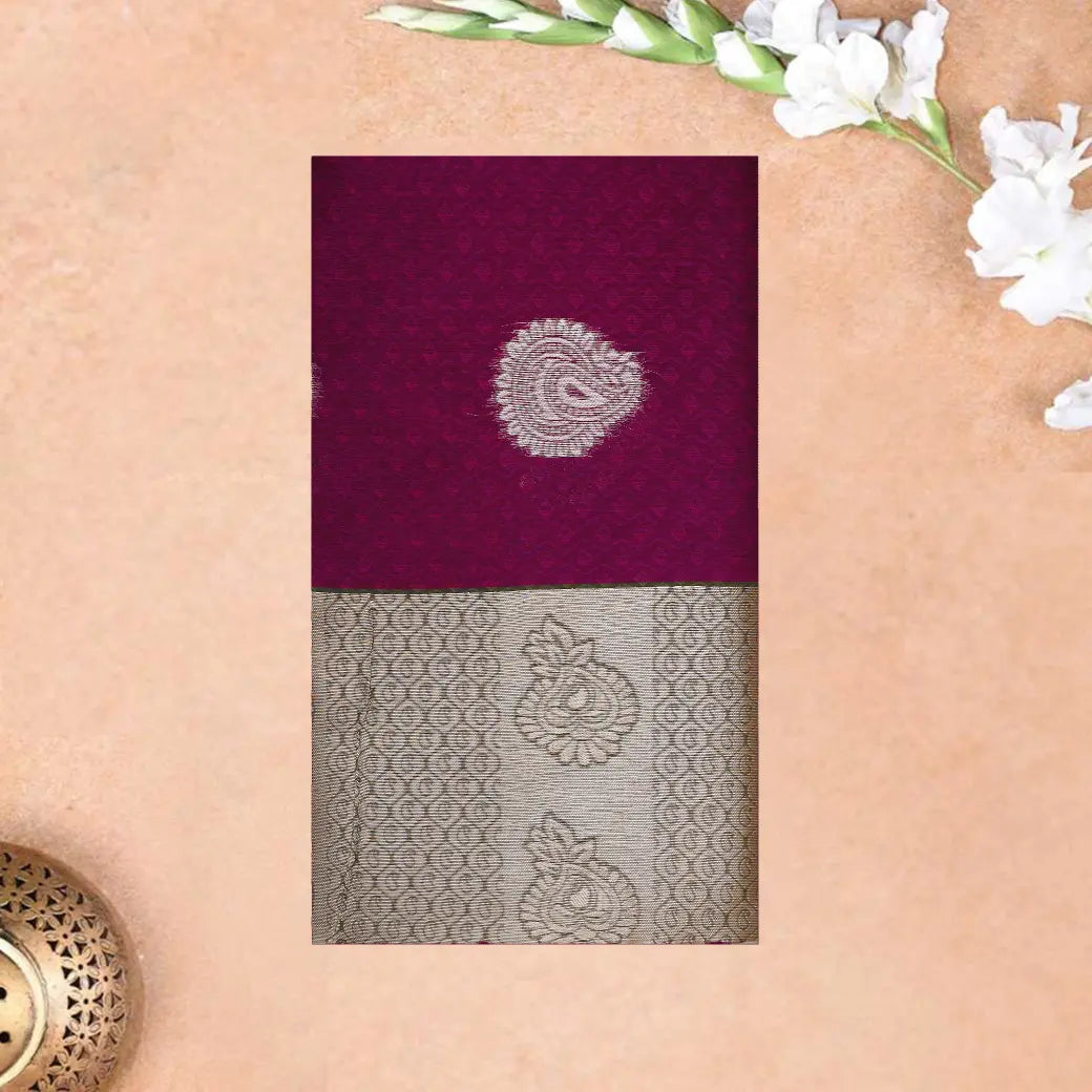Maroon With Forest Green  Silk Cotton Saree