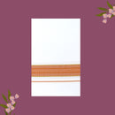 White with Orange Border – Golden Zari Single Layer Cotton Men’s Dhoti