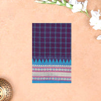 Purple With Blue Premium Quality Pure Cotton Saree