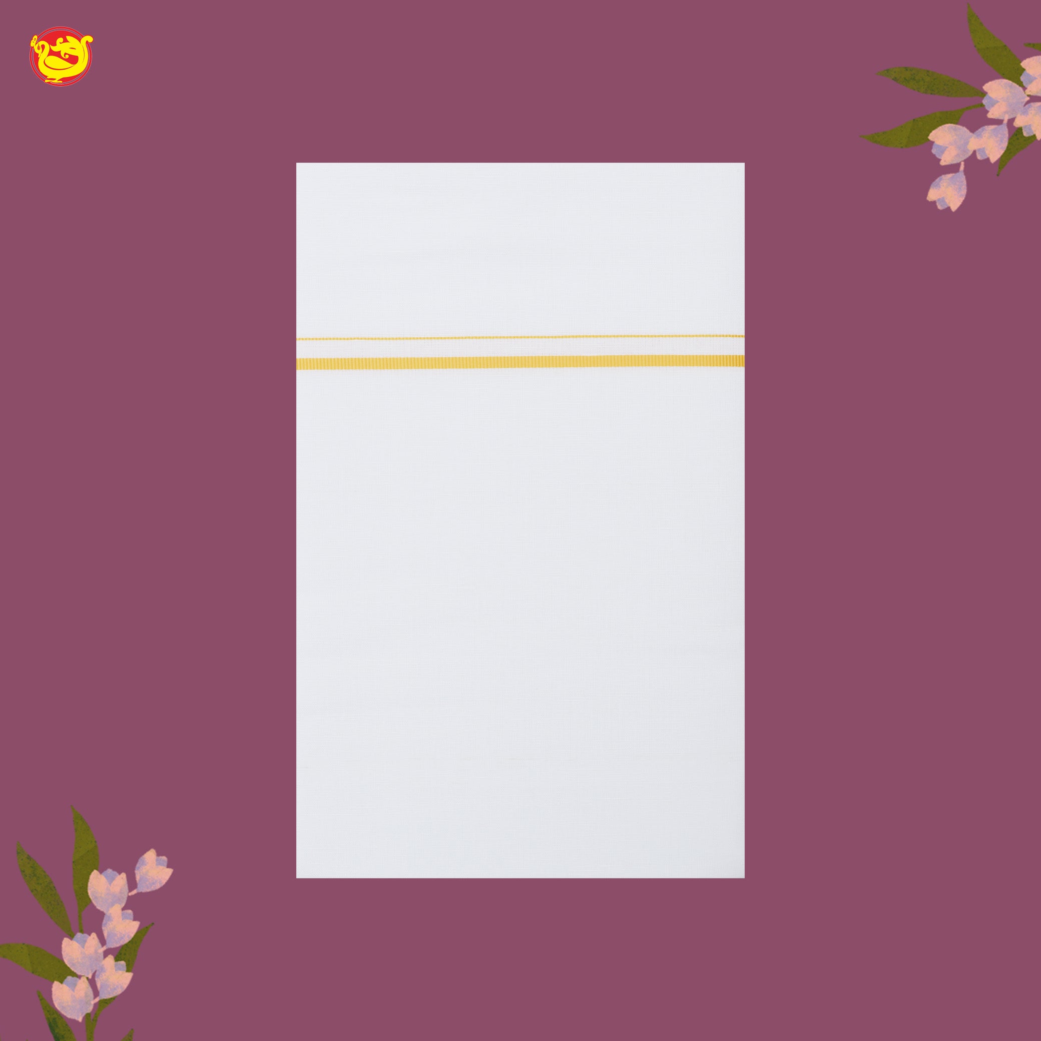 White with Yellow Fancy Border Single Layer Cotton Men’s Dhoti