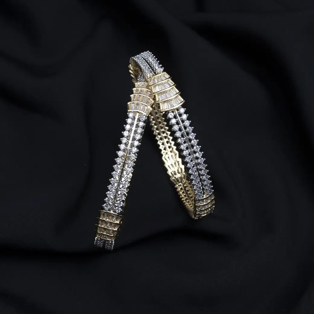 American diamond bangle pair gold finish