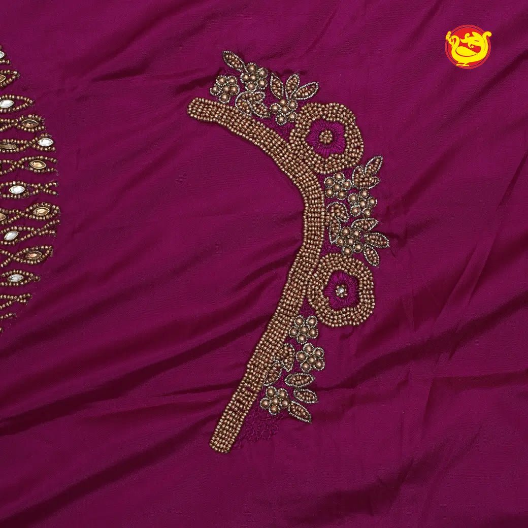 Magenta Bridal Aariwork Blouse - Thenianantham