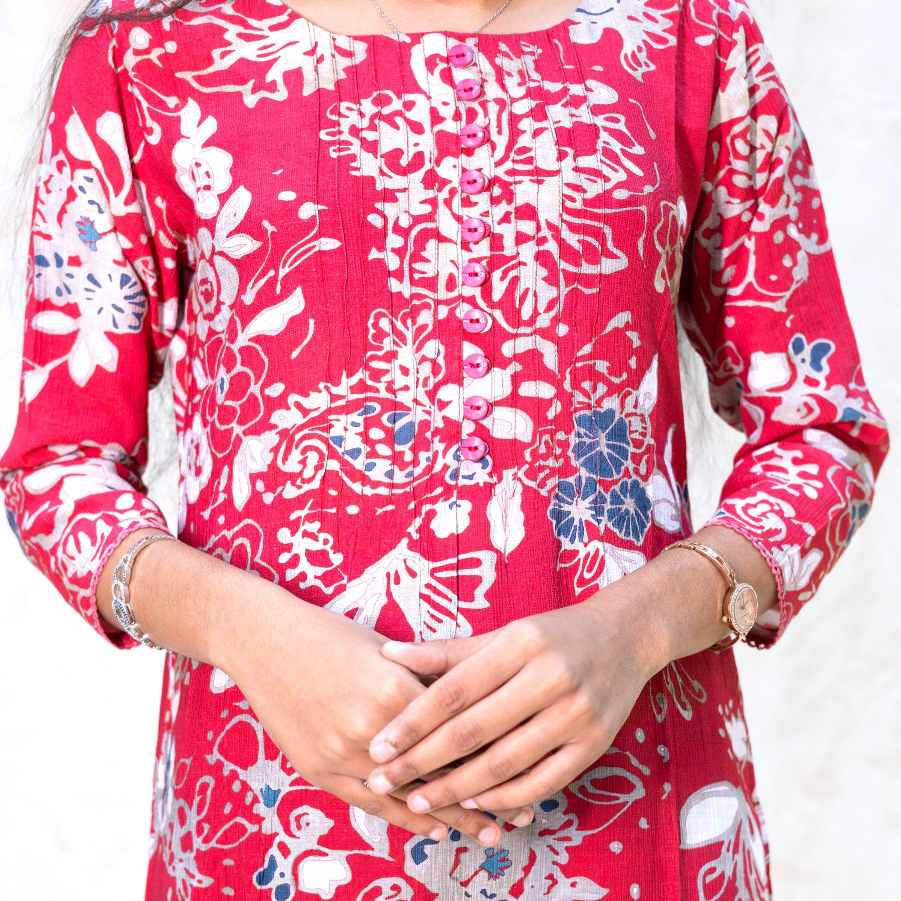 Kuyil- Red With White Ladies Branded Umbrella Top Readymade