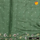 Green with Floral Print Raw Silk Saree - Thenianantham