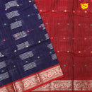 Blue with Red Pure Bengal Cotton Saree without Blouse