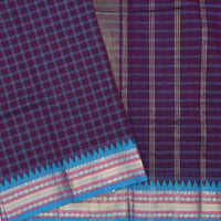 Purple With Blue Premium Quality Pure Cotton Saree