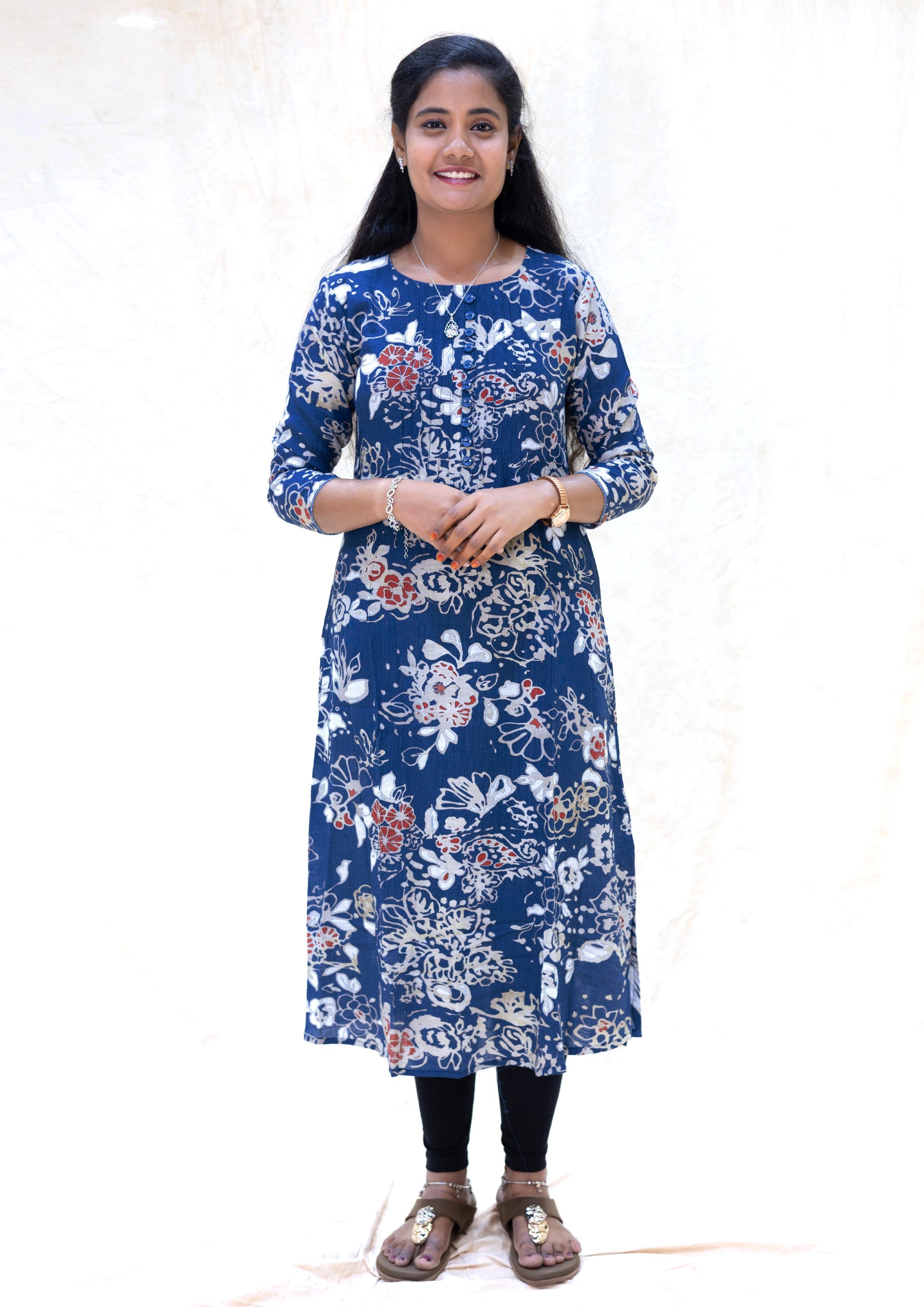 Kuyil- Dark Blue With White Ladies Branded Umbrella Top Readymade