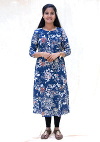 Kuyil- Dark Blue With White Ladies Branded Umbrella Top Readymade