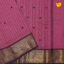 Light Pink with Light maroon Pure Chettinad Cotton Saree without Blouse - Thenianantham