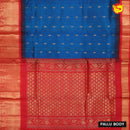 Blue with Red Arani Silk Cotton Saree - Thenianantham