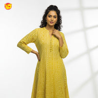 Yellow Colour With Floral  Design Ladies Branded Umbrella Top Readymade