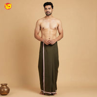 Olive Green -Men’s Plain Cotton Lungi – Soft & Comfortable