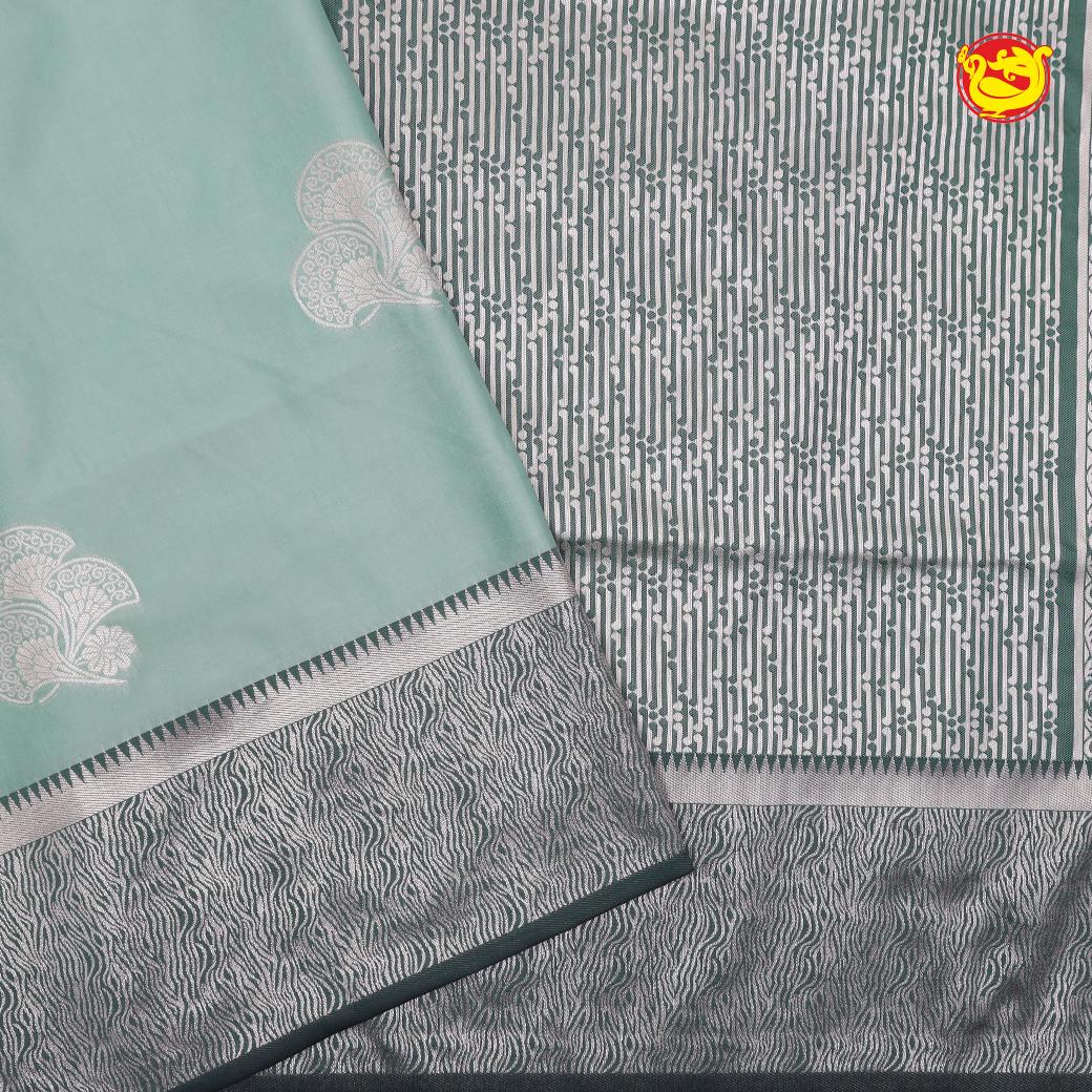 Light mint green with Dark green Soft Silk Saree