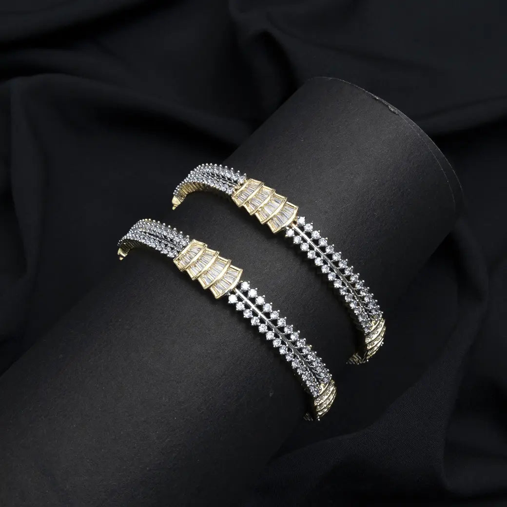 American diamond bangle pair gold finish