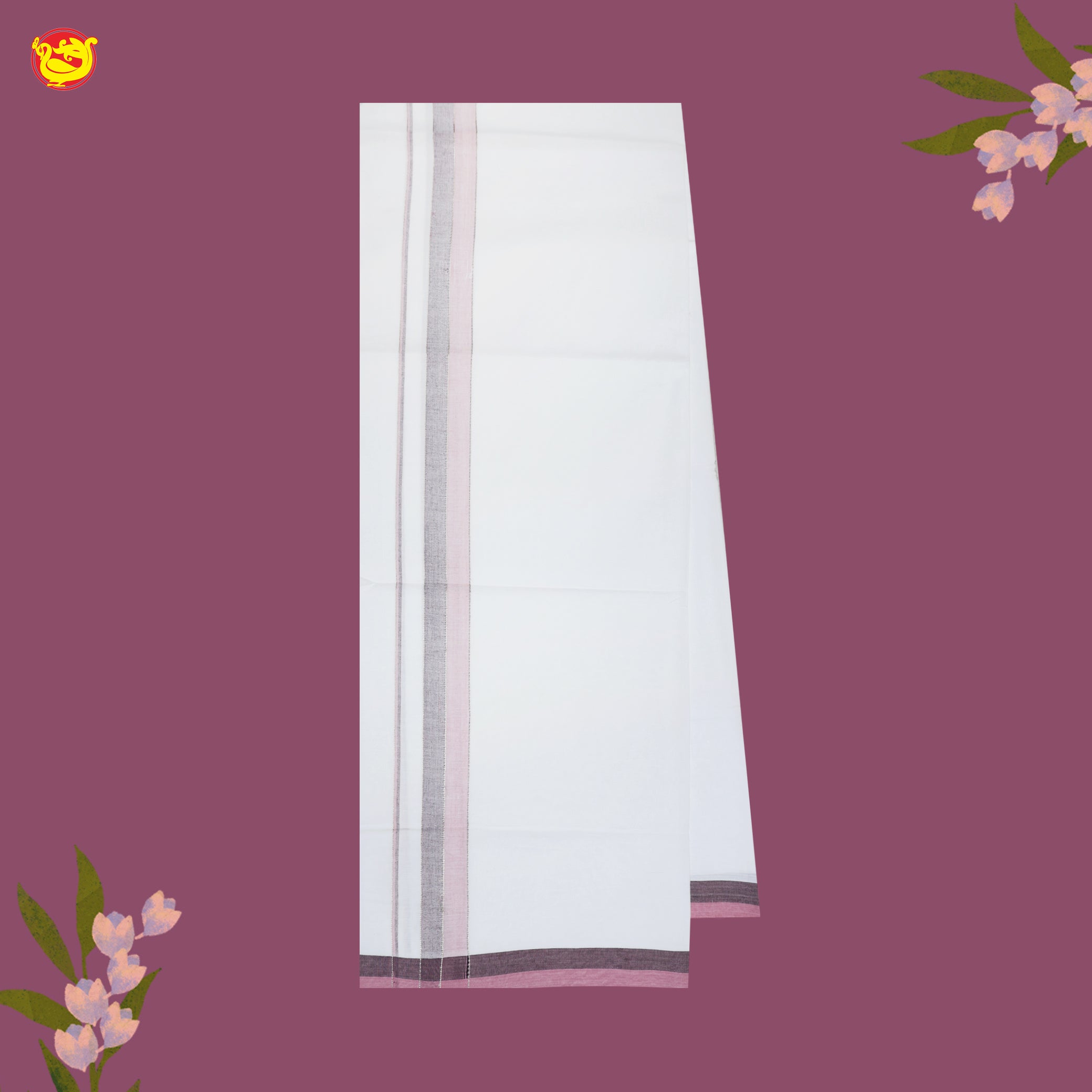 White  Fancy Border Single Layer Cotton Men’s Dhoti