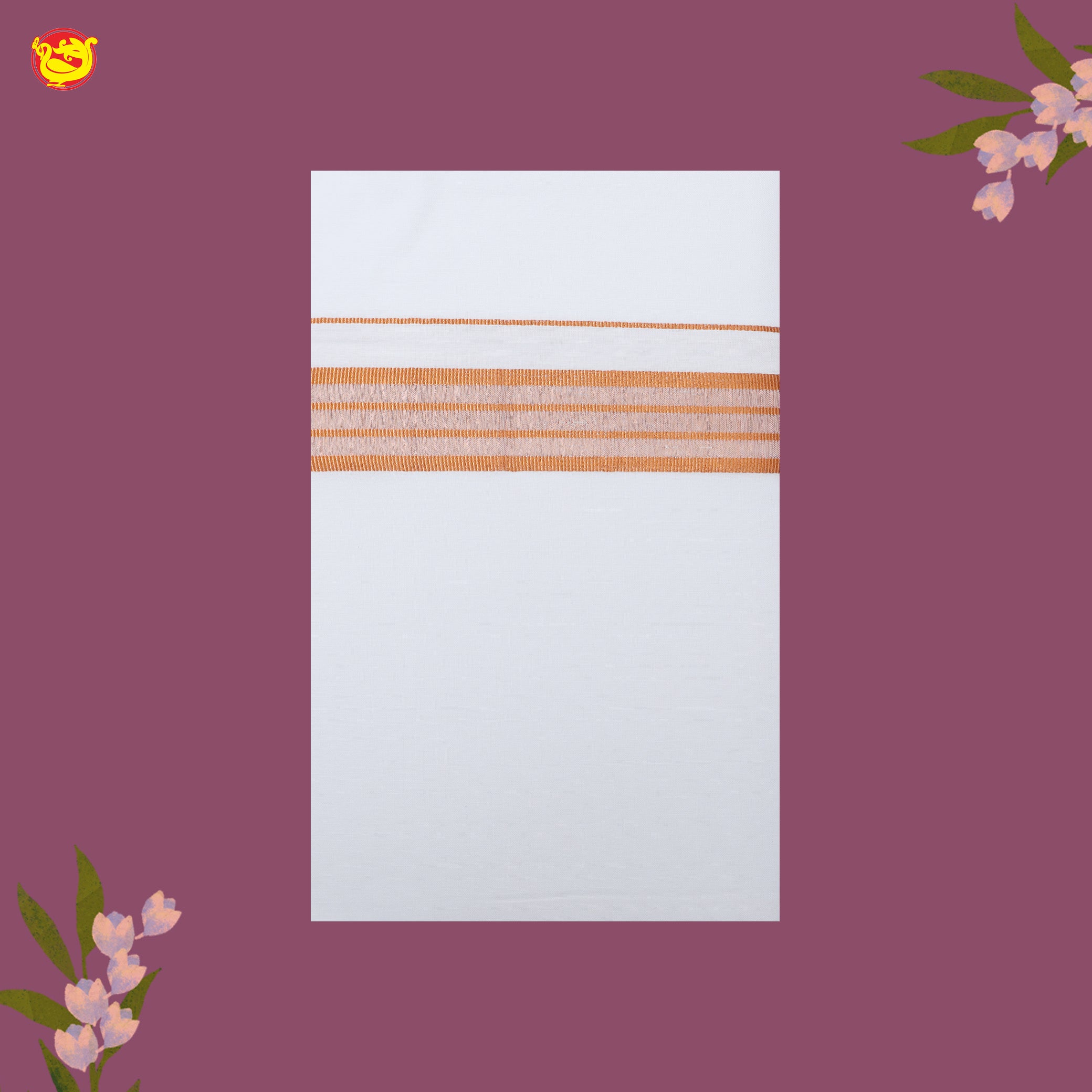 White with Orange Fancy Border Single Layer Cotton Men’s Dhoti