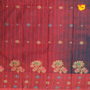 Sky Blue with Brownish-Red Pure Bengal Cotton Saree without Blouse