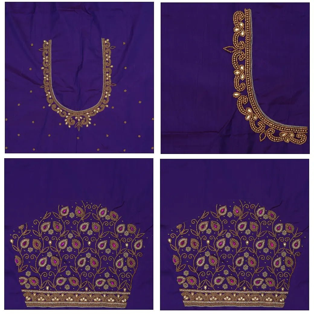 Purple Bridal Aariwork Blouse