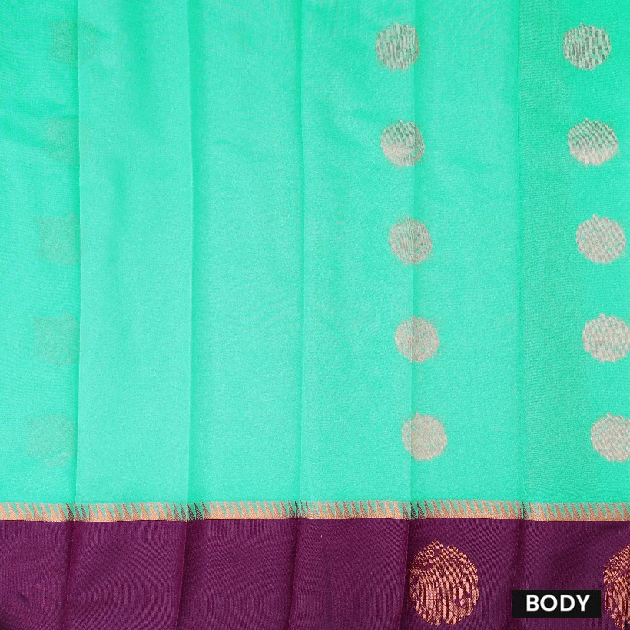 Green With  Purple Border Silk Cotton Saree