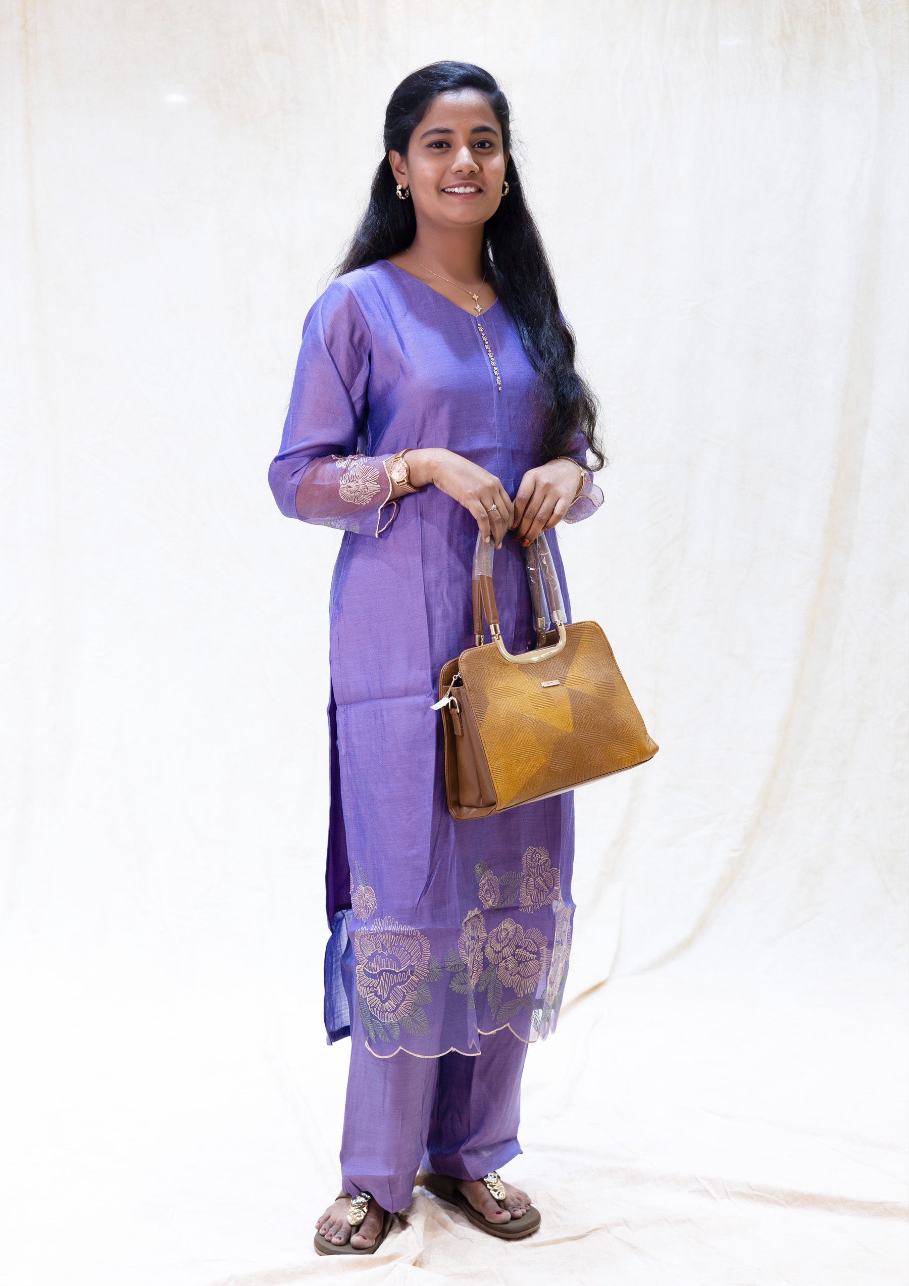 Anicham-Lavender Color Ladies Branded Co-ord-set Readymade