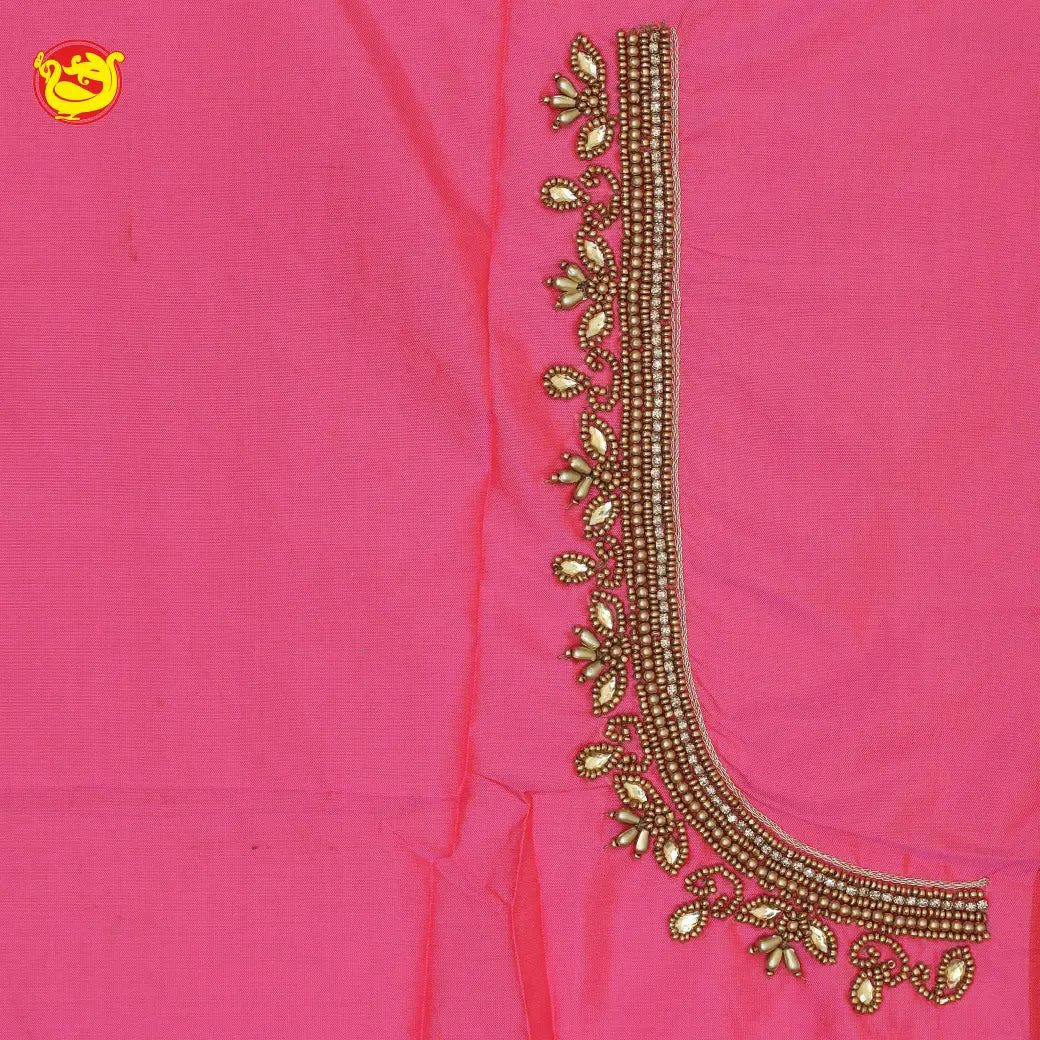 Hot Pink Bridal Aariwork Blouse - Thenianantham