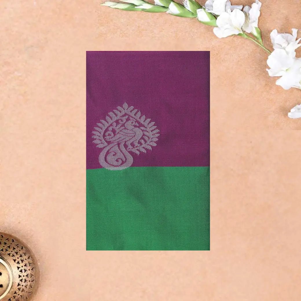 Purple with  Green Soft Silk Saree