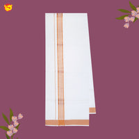 White with Orange Fancy Border Single Layer Cotton Men’s Dhoti