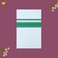 White with Cool Green Fancy Border Single Layer Cotton Men’s Dhoti