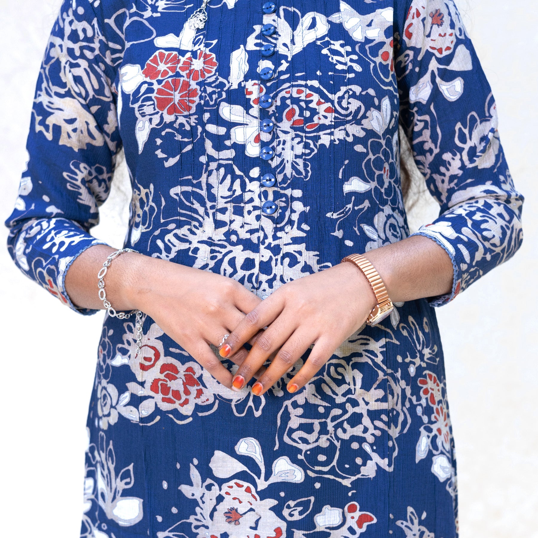 Kuyil- Dark Blue With White Ladies Branded Umbrella Top Readymade