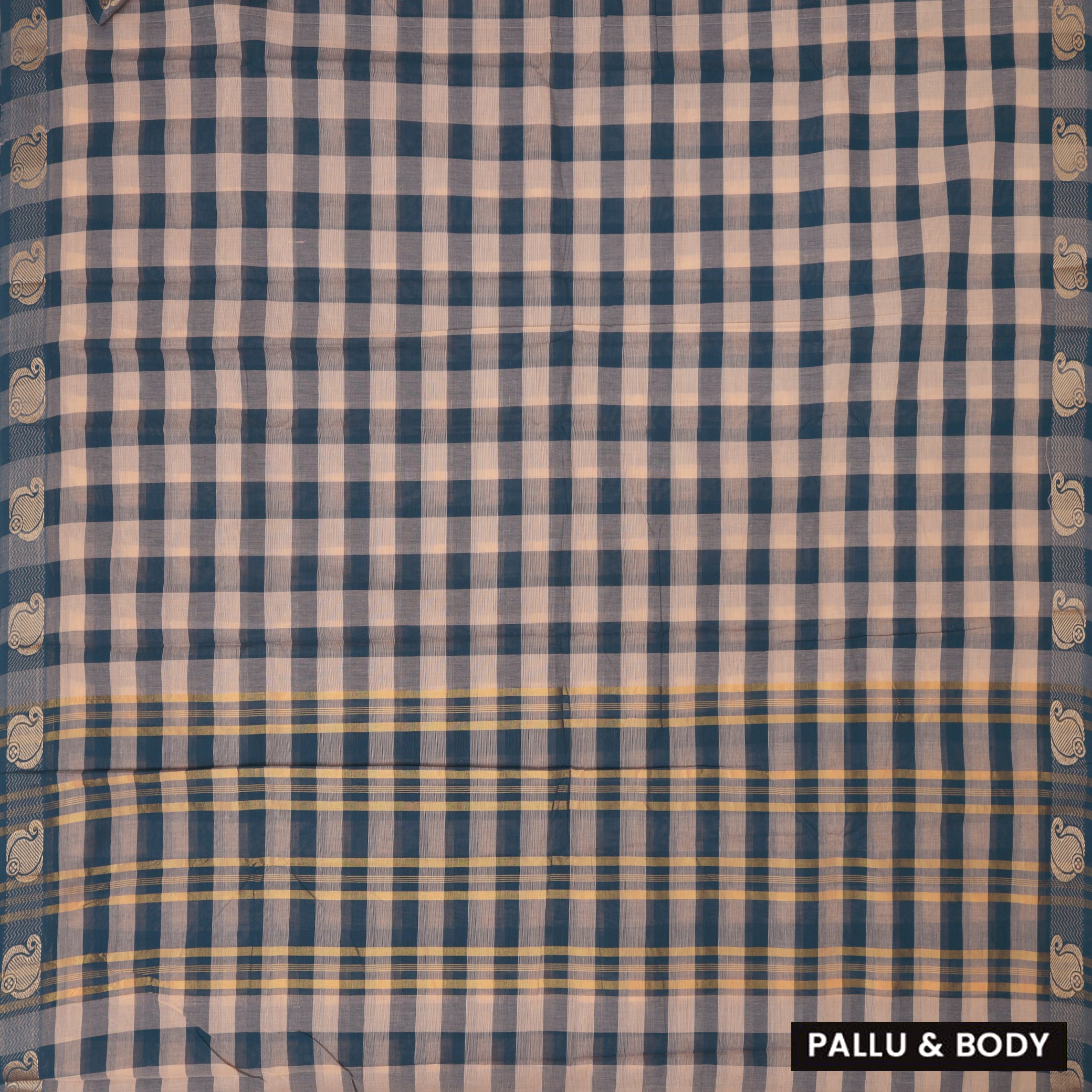 Multi Colour Small Checked Pattern Pure Chettinad Cotton Saree without Blouse