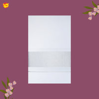 White with Silver  Fancy Border Single Layer Cotton Men’s Dhoti