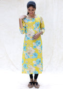 Iniya-Yellow with Blue Ladies Branded Umbrella Top Readymade