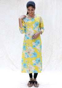 Iniya-Yellow with Blue Ladies Branded Umbrella Top Readymade