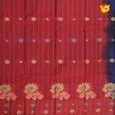 Dark Blue with Brownish-Red Pure Bengal Cotton Saree without Blouse